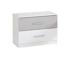 2er Set Nachtkonsole Angie Nachtschrank 52x38x40cm weiß beton lichtgrau