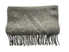 Vintage 100 Camel Hair Gray Men's Scarf 48x12 Fringe Muffler West Germany Made