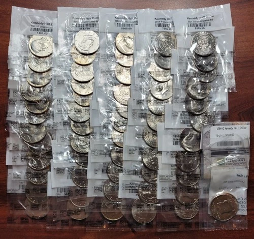 (58) DIFFERENT Kennedy Half Dollars BU UNC 1971-2021 in Littleton Coins pouches