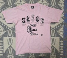 Vintage 80s Black Heritage Graphic T-Shirt Sz L Made In USA Pink Single Stitch
