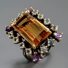 Vintage 17 ct Natural Citrine Quartz Ring 925 Sterling Silver Size 7.5 /R457771
