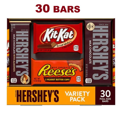 Hershey's, Kit Kat, Reese's Chocolate Bars Variety Pack 45oz - 30ct