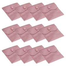 12Pcs 4x4 Inch Velvet Jewelry Pouches Gift Bags with Snap Button Pink
