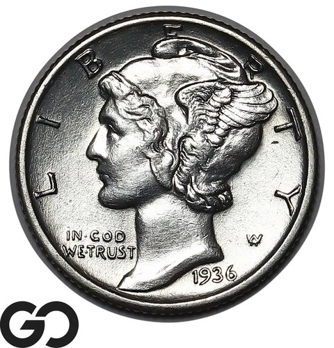 1936-S Mercury Dime, Nice Gem BU++