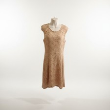 Connected Apparel Women's Scoop Neck Sleeveless Midi Nude Lace Sequin Size 10