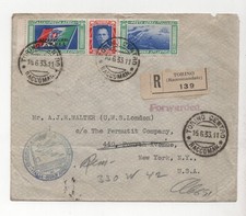 ITALIA SCOTT C48-C49 TORINO A NEW YORK POSTA AEREA COPERTINA VOLO RARA