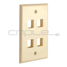 Keystone Jack Wall Plate Four 4 Hole Port Faceplate Network CAT5 CAT6 RJ45 Ivory