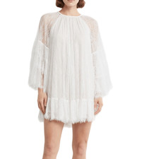 NWT Alice + Olivia Delia ruffle long sleeve mini dress in white Size XS