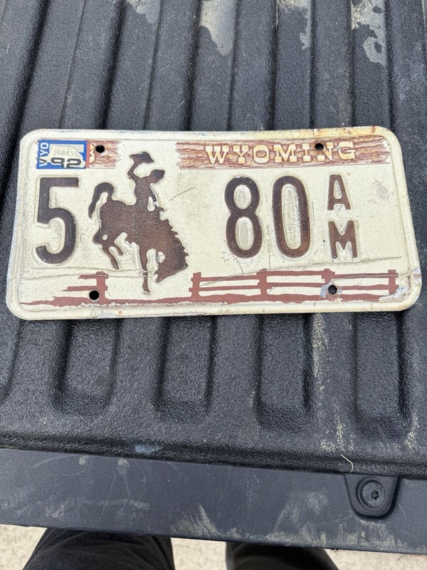 Wyoming 1982 License Plate Cowboy 