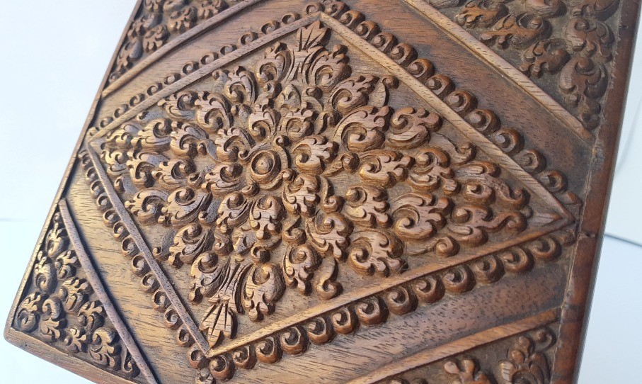 Xl Antique Stamps Box, Wood Carving, Around 1900 L521 | eBay