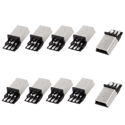10 Pcs Mini USB 5Pin Type B Male Connector PCB Mount Solder Jack