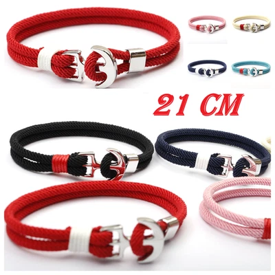 Silbernes Metall-Anker-Polyesterseil-Armband für Damen und Herren,Surfer-Stil - Bild 1 von 4