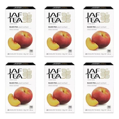 JAF TEA - Peach Black Tea - 6 Boxes, 120 Tea Bags free shipping world wide