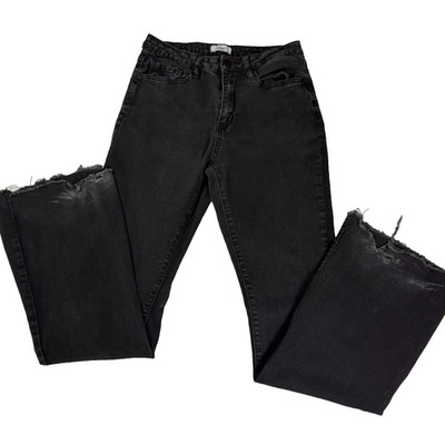 YMI Jeans Women s 11/30 Black Flare Bootcut Distressed Raw Hem High Rise Pants