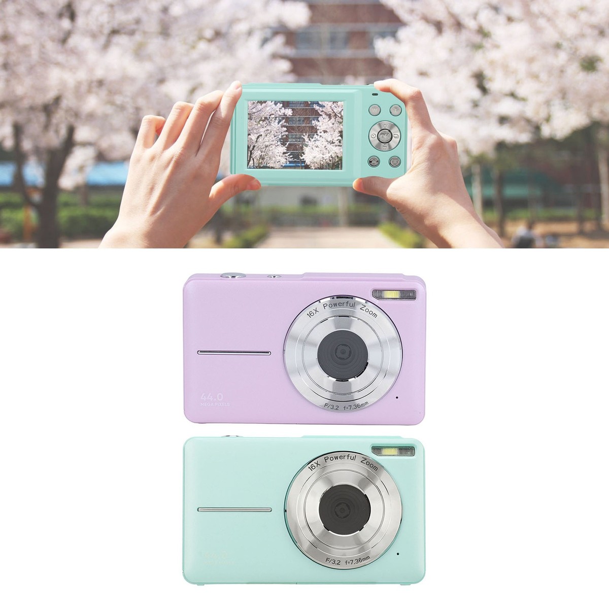 Appareil Photo Numérique Compact - 1080P HD 44MP Caméra, 2,4 LCD