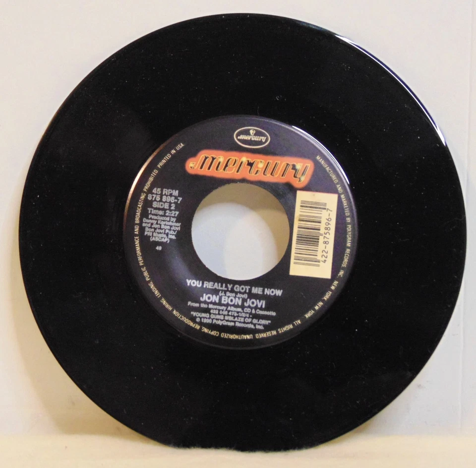 Jon Bon Jovi – Blaze Of Glory - 1990 Mercury 875 896-7 7" 45 Single Record - EX - Image 4 of 4