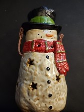  Yankee Candle Snowman Ceramic Tealight Holder ~ 2012 ~ Gently Used