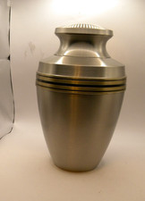 Cremation Urn Classic Greek Striped Pewter Ex. Large Solid Brass Memorial Urn
