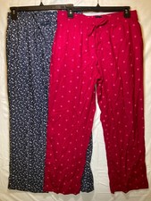 Gap Women  s 2-Pack Relaxed Fit Cotton PJ Pants, Navy, Size Small