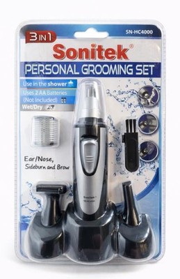 3-in-1 Personal Grooming Set Nose Ear Sideburn Brow Trimmer Wet/Dry Battery