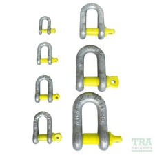 Yellow Pin Dee 'D' Shackle with Screw Collar Pin 0.5t - 55t - Galvanised - NEW