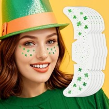Halloween Green Leaves Freckles Temporary 6 pcs green shamrock face tattoos