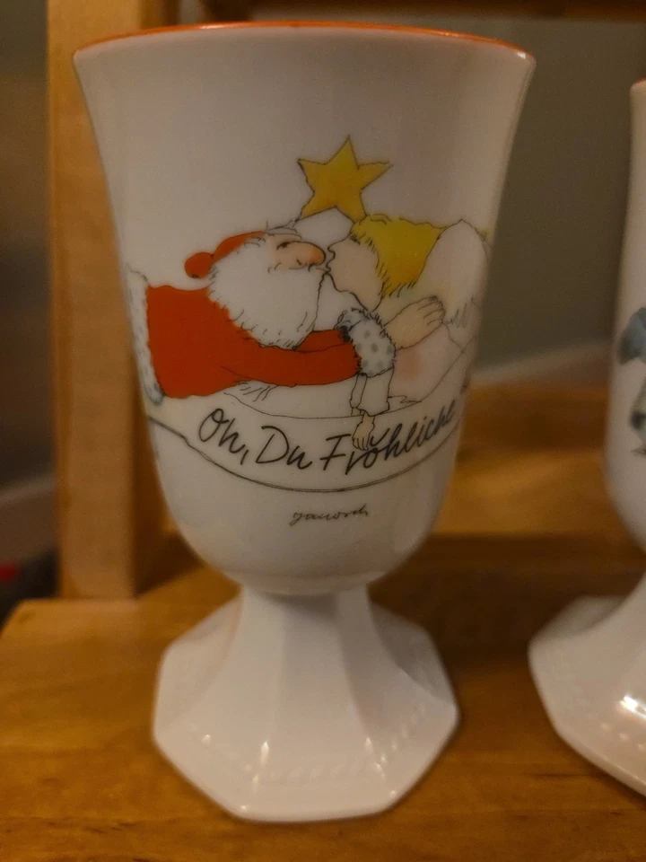 4x Janosch Weihnachtsbecher Ercetera Porzellan München Becher Weihnachten Kelch - Bild 2 von 3