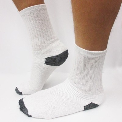 4 Sets Mens Crew Sport Socks Cotton Calf Cushioned Old School Tube White 9-11
