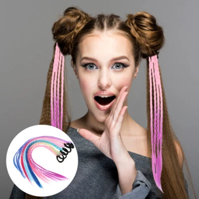 6 Stück Zopf Haarband Farbe Perücken Kinder Extensions für Mädchen Pferdeschwanz Baby Kind - Bild 1 von 4