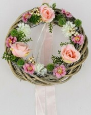 Formano Dekokranz Türkranz rund Ø ca. 25 cm Rattan mit Textilblumen Rosen 628268