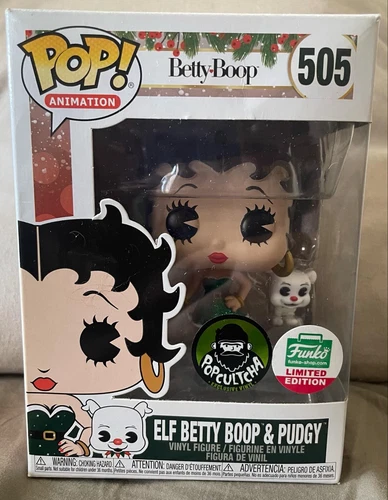 Funko Pop Vinyl Figure Elf Betty Boop & Pudgy Glitter Exclusive #505 Limited Ed.
