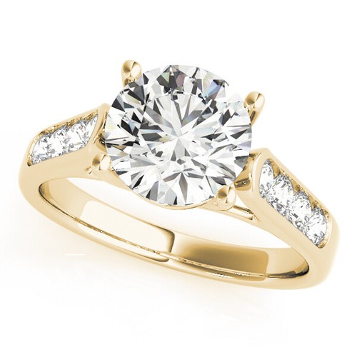 Bague Fiançailles Simulé Diamant 3 Carats - Or Jaune Plaqué Argent 925 - Coupe Ronde
