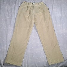 Vtg LL Bean Sz 6 Reg Womens Corduroy Pants Curvey Fit Beige Pleated High-Rise