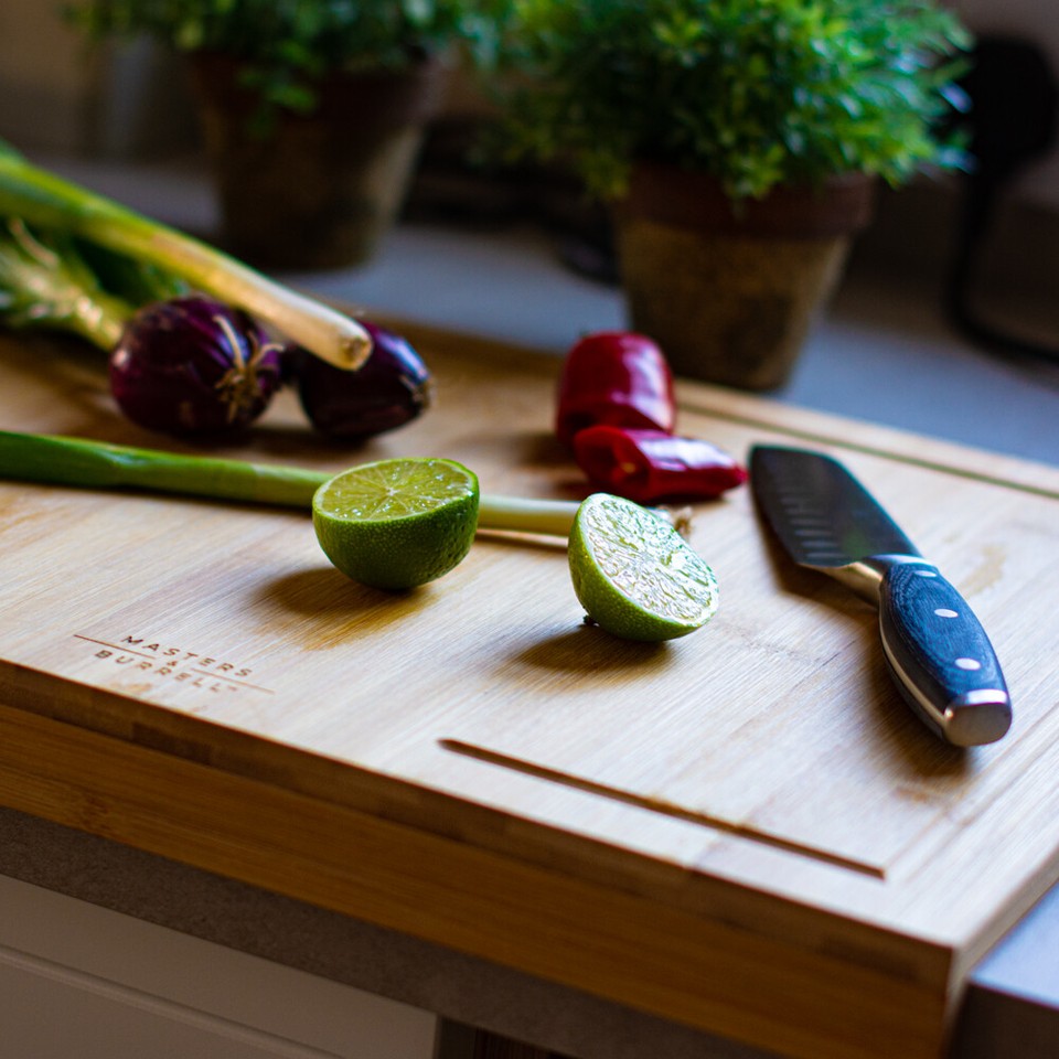 Bamboo Counter Edge Chopping Board Kitchen Secure Wooden Cutting Board ...