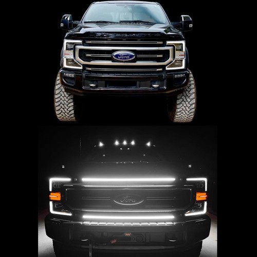 For 2020-2022 Ford Super Duty F250 LED Grill Accent Lights Bar Kit DRL Off Road - Picture 15 of 18