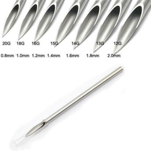 12/13/14/15/16/18/20G Surgical Steel Piercing Needles Gloves Navel Nose Lip Ear - Afbeelding 1 van 25