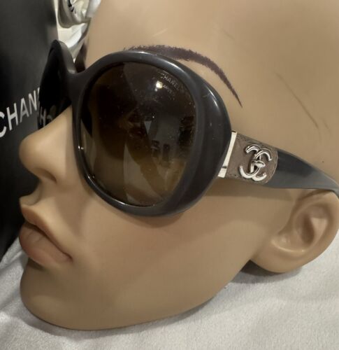 CHANEL Sunglasses AUTHENTIC 5325q CH5325q Brown Runway Leather Silver CC Polariz - Picture 11 of 12