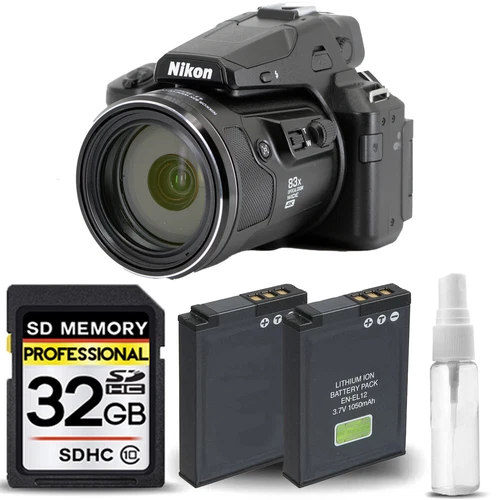 Nikon COOLPIX P950 Digital Camera 83x Optical Zoom WiFi + EXT BATT - 32GB KIT