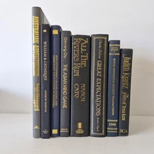 Blue Black & Gold Hardback Book Bundle x8 Large Vintage Decor Home Styling