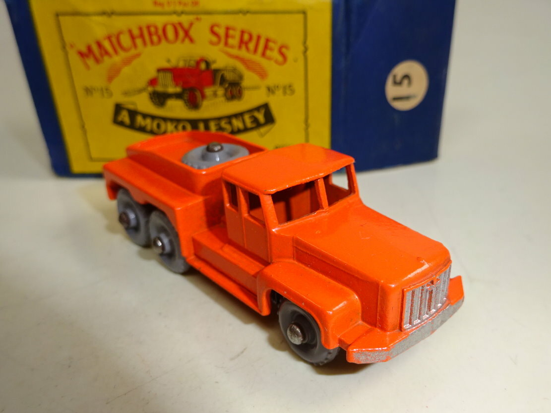 Matchbox No. 15B Prime Mover orange rare grey plastic wheels mint