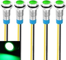 Led Metal Indicator Light 110v-220vac Waterproof Signal 8mm Lamp Green- 5 Pcs Led Metal Indicator Light 110v-220vac Waterproof Signal 8mm Lamp Green- 5 Pcs