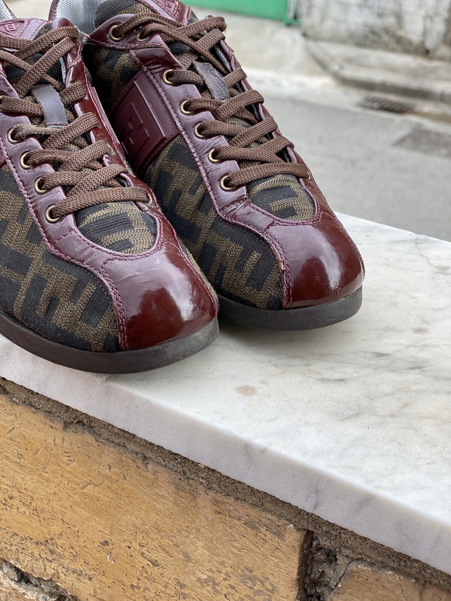 Vintage Women's Fendi Zucca Canvas Monogram Sneakers Size 36