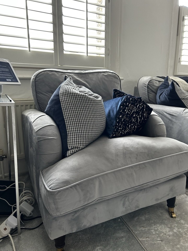 John Lewis Grey Velvet Armchair Accent eBay