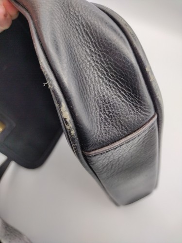 Vintage Fossil Black Leather Purse, Crossbody, Gold Studded, Key, Latch Closure - Picture 7 of 7