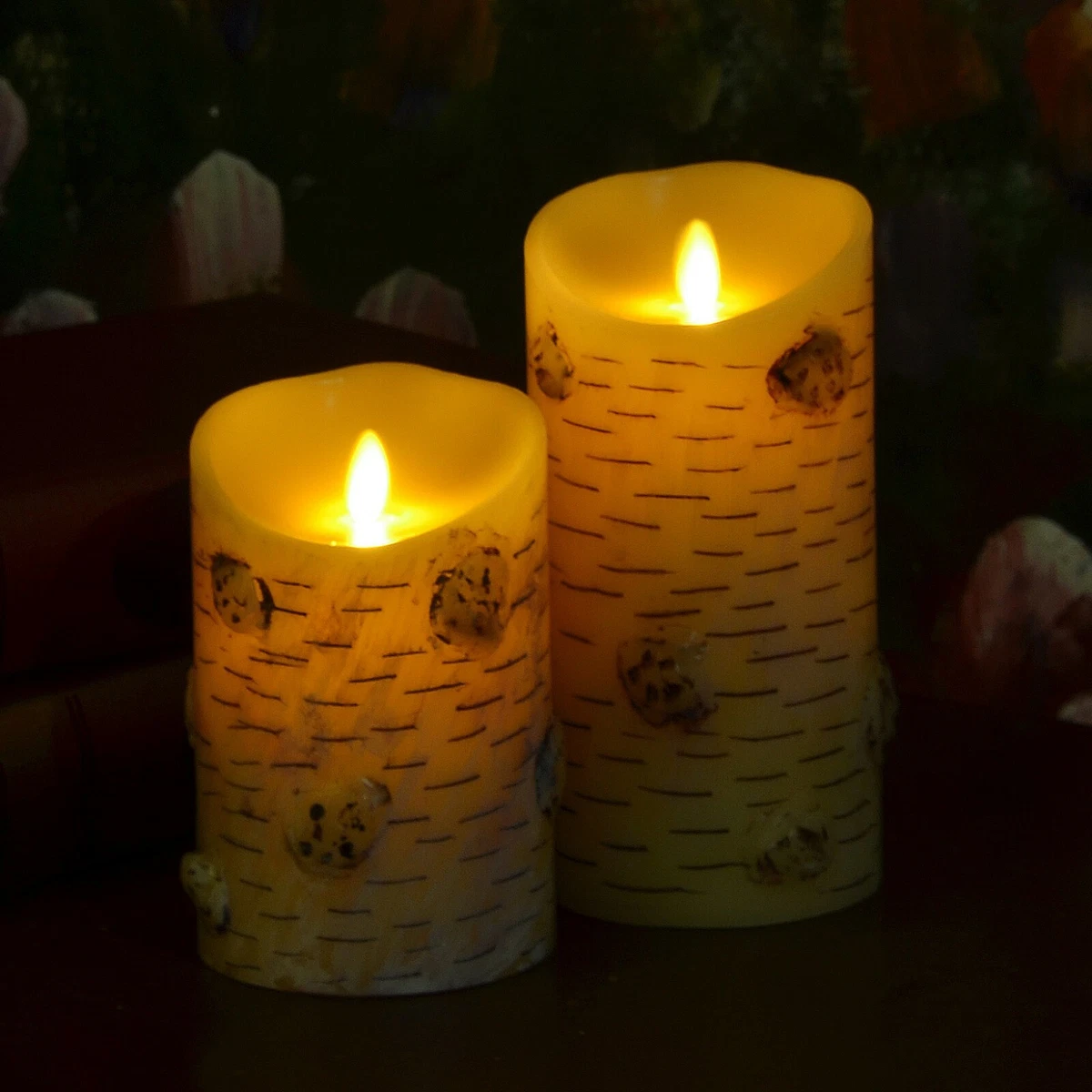 Led cheap birch candles