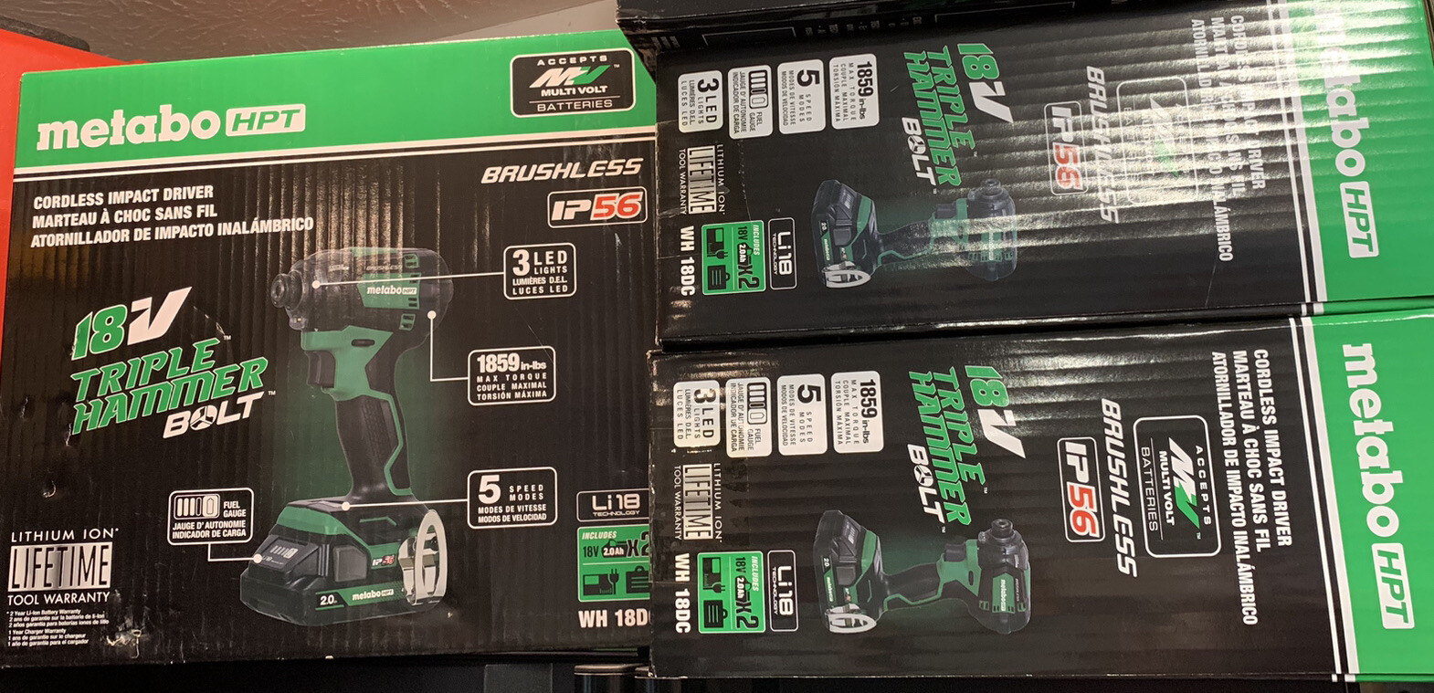 Metabo HPT WH18DC 18V 1/4" Brushless Cordless Triple Hammer Impact Driver...