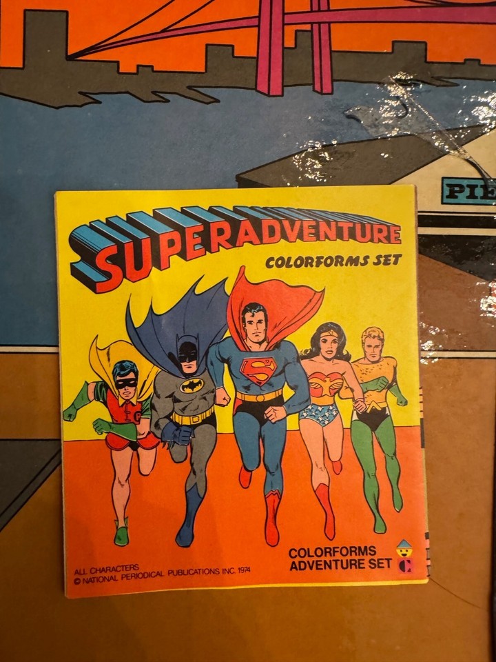 SUPERADVENTURE COLORFORMS SET WITH SUPER FRIENDS, 1974 COMPLETE WITH OG ...