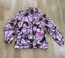 Trail Crest Women’s Pink Camouflage Fleece Jacket Medium Full Zip Pockets Fall