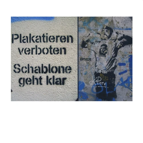 Postkarte Plakatieren verboten Schablone geht klar Street Art