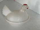 Vintage Milk Glass Hen Chicken on Nest